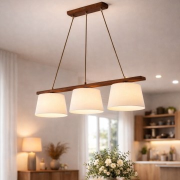 Hängeleuchte an Kabel AIDA 3xE27/60W/230V Ø 25 cm Eiche/Nussbaum