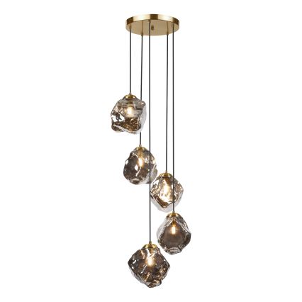 Hängeleuchte an Kabel CRISTAL 5xE14/15W/230V Messing/rauchschwarz