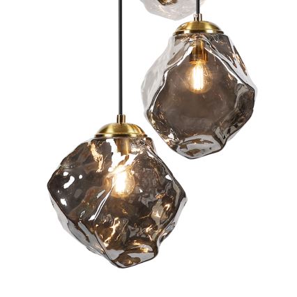 Hängeleuchte an Kabel CRISTAL 5xE14/15W/230V Messing/rauchschwarz