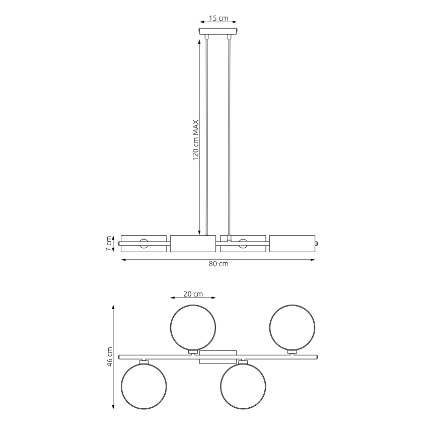 Hängeleuchte an Kabel DRUMZ 4xE14/10W/230V schwarz/grau