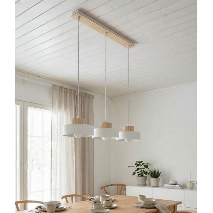 Hängeleuchte an Kabel KIVI 3xE27/15W/230V weiß