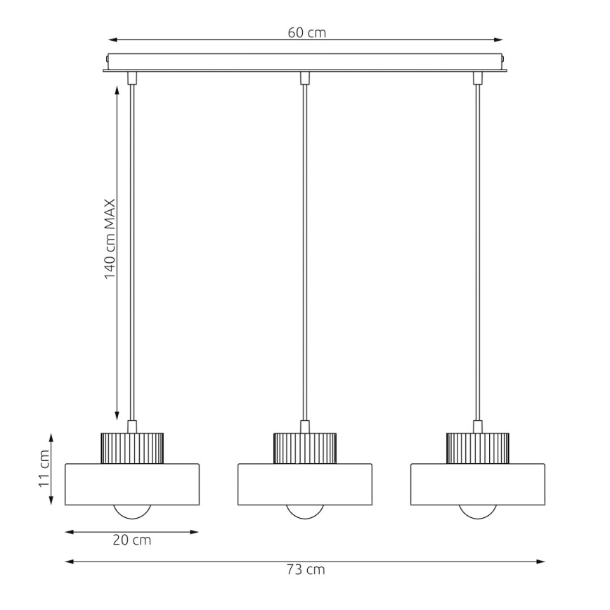Hängeleuchte an Kabel KIVI 3xE27/15W/230V weiß