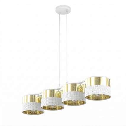 Hängeleuchte an Kabel LUX 4xE27/15W/230V weiß/gold