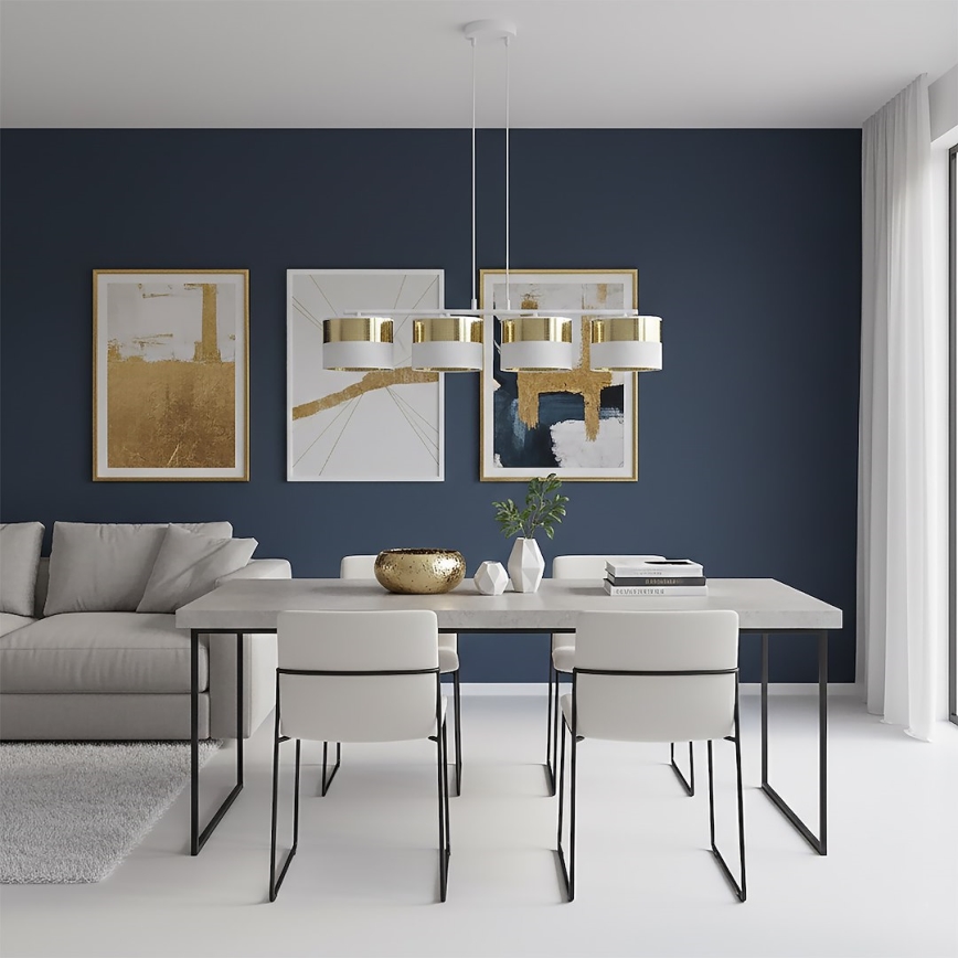 Hängeleuchte an Kabel LUX 4xE27/15W/230V weiß/gold