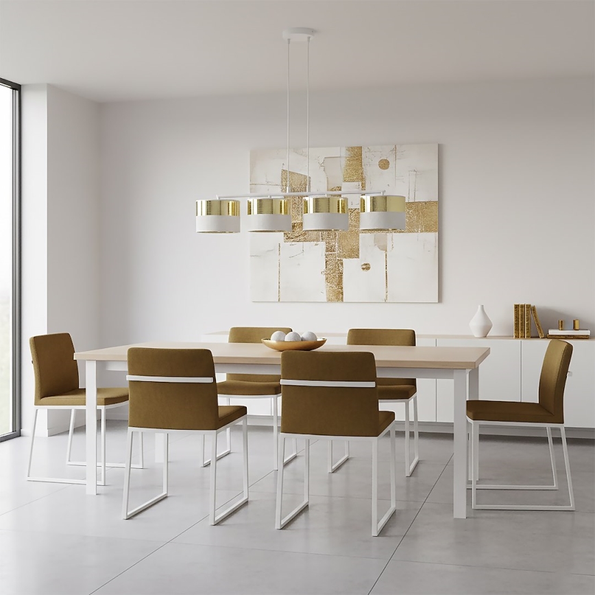 Hängeleuchte an Kabel LUX 4xE27/15W/230V weiß/gold