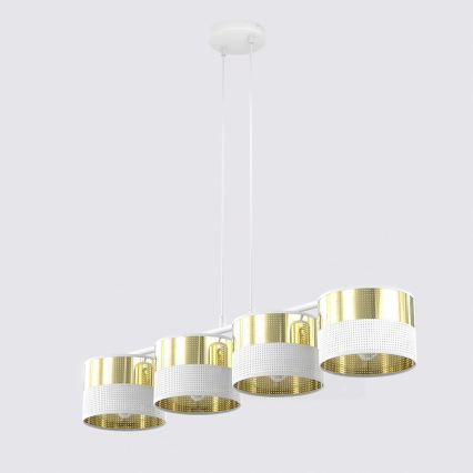 Hängeleuchte an Kabel LUX 4xE27/15W/230V weiß/gold