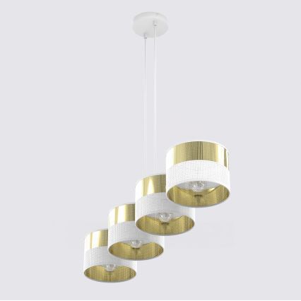 Hängeleuchte an Kabel LUX 4xE27/15W/230V weiß/gold
