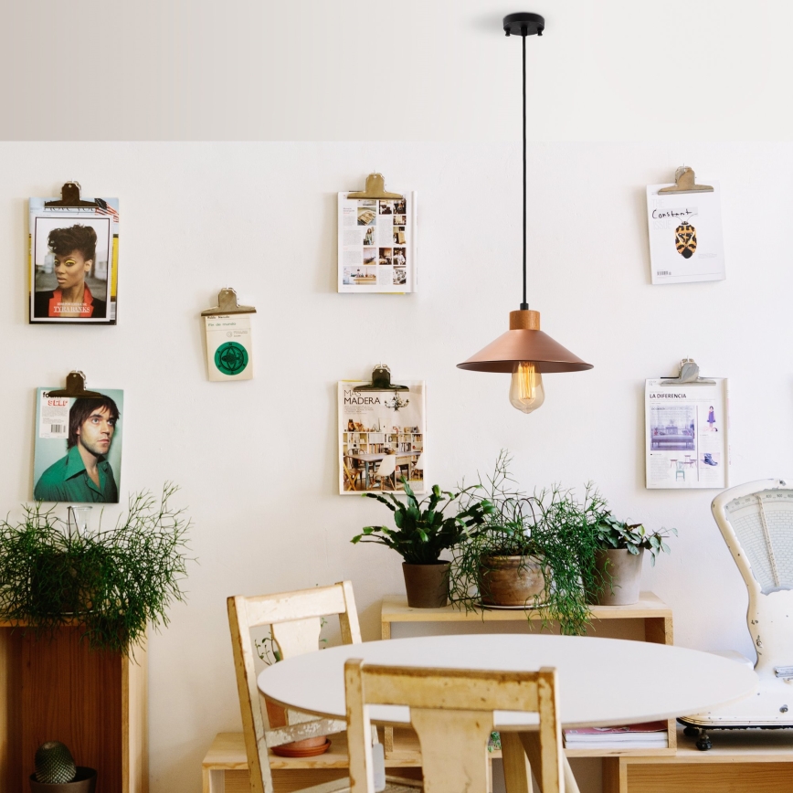 Hängeleuchte an Kabel MANAVGAT 1xE27/40W/230V kupfer/braun