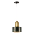 Hängeleuchte an Kabel MARBLE 1xE27/60W/230V gold/grün/Marmordekor