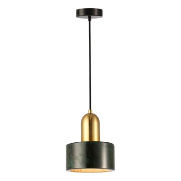 Hängeleuchte an Kabel MARBLE 1xE27/60W/230V gold/grün/Marmordekor