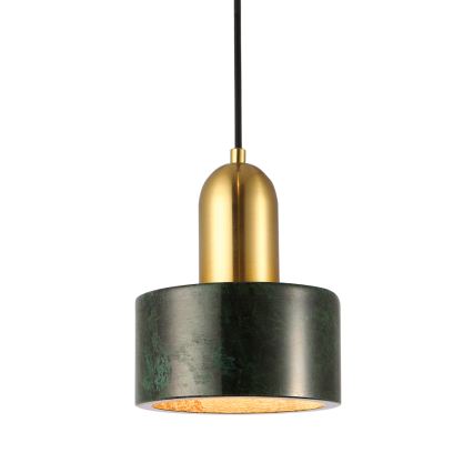 Hängeleuchte an Kabel MARBLE 1xE27/60W/230V gold/grün/Marmordekor