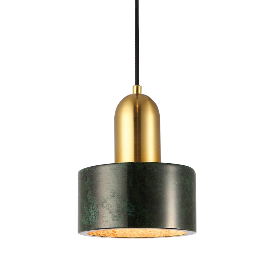 Hängeleuchte an Kabel MARBLE 1xE27/60W/230V gold/grün/Marmordekor