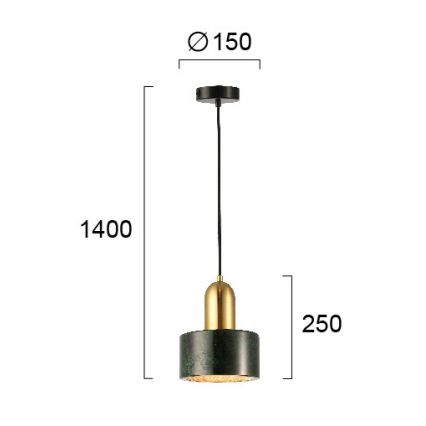 Hängeleuchte an Kabel MARBLE 1xE27/60W/230V gold/grün/Marmordekor