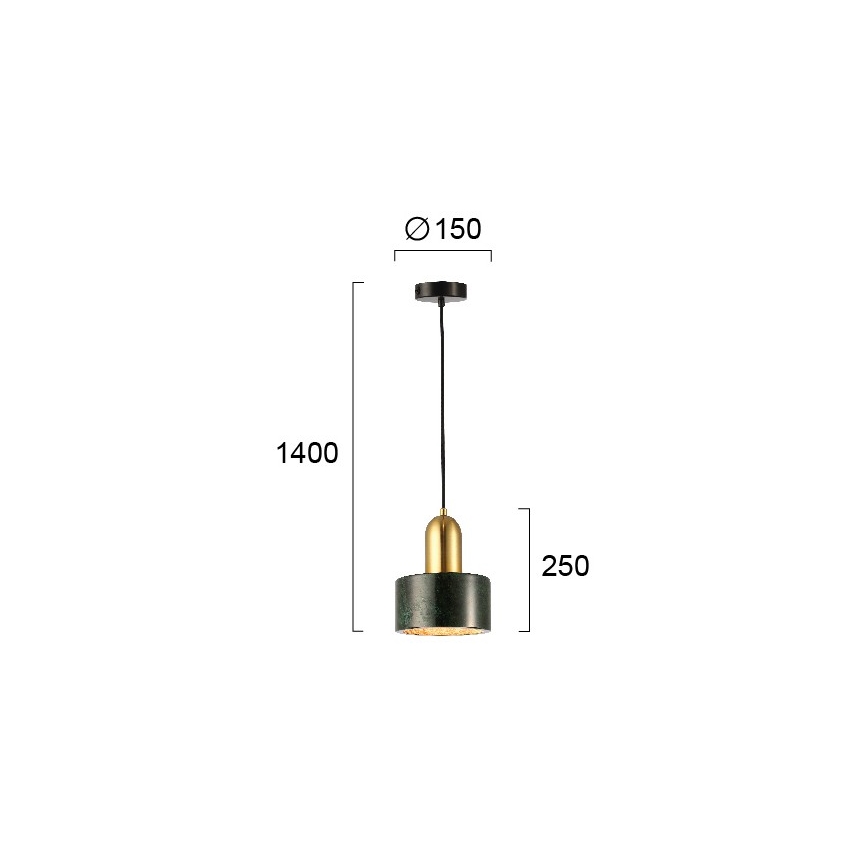 Hängeleuchte an Kabel MARBLE 1xE27/60W/230V gold/grün/Marmordekor