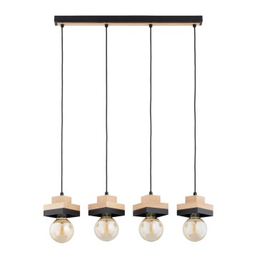 Hängeleuchte an Kabel MIKO 4xE27/15W/230V schwarz/beige