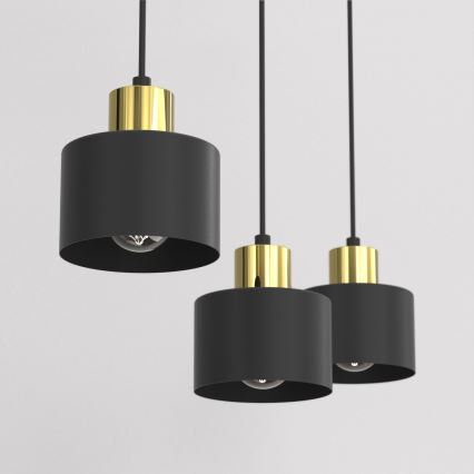 Hängeleuchte an Kabel PARKLA 3xE27/15W/230V schwarz