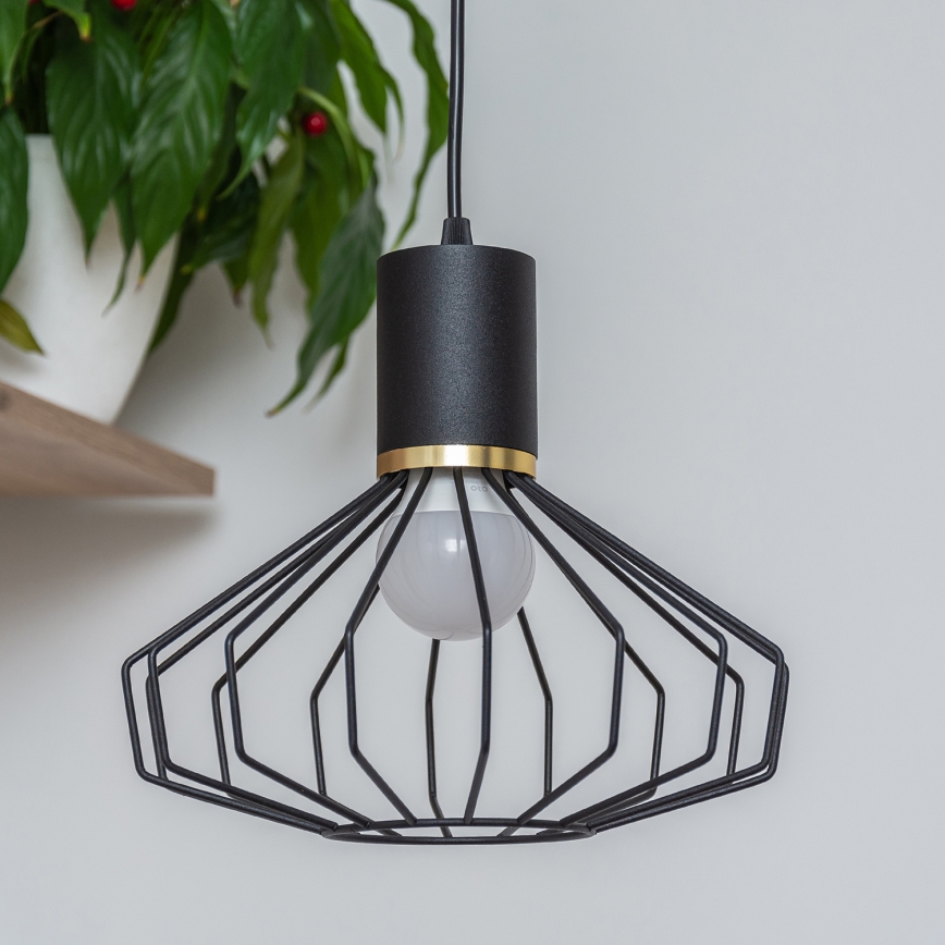 Hängeleuchte an Kabel SOLANO 3xE27/15W/230V schwarz/gold