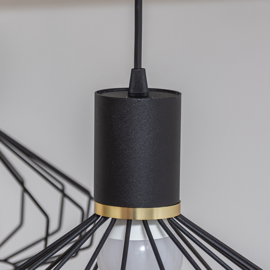 Hängeleuchte an Kabel SOLANO 3xE27/15W/230V schwarz/gold
