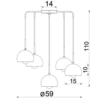 Hängeleuchte an Kabel SOOL 5xE27/15W/230V burgunderrot