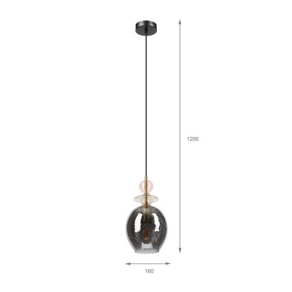 Hängeleuchte an Kabel VELLO 1xE27/15W/230V schwarz/rauchrosa/beige/schwarz