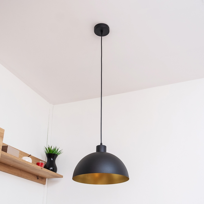 Hängeleuchte an Kabel VESPER 1xE27/15W/230V Ø 30 cm schwarz/gold