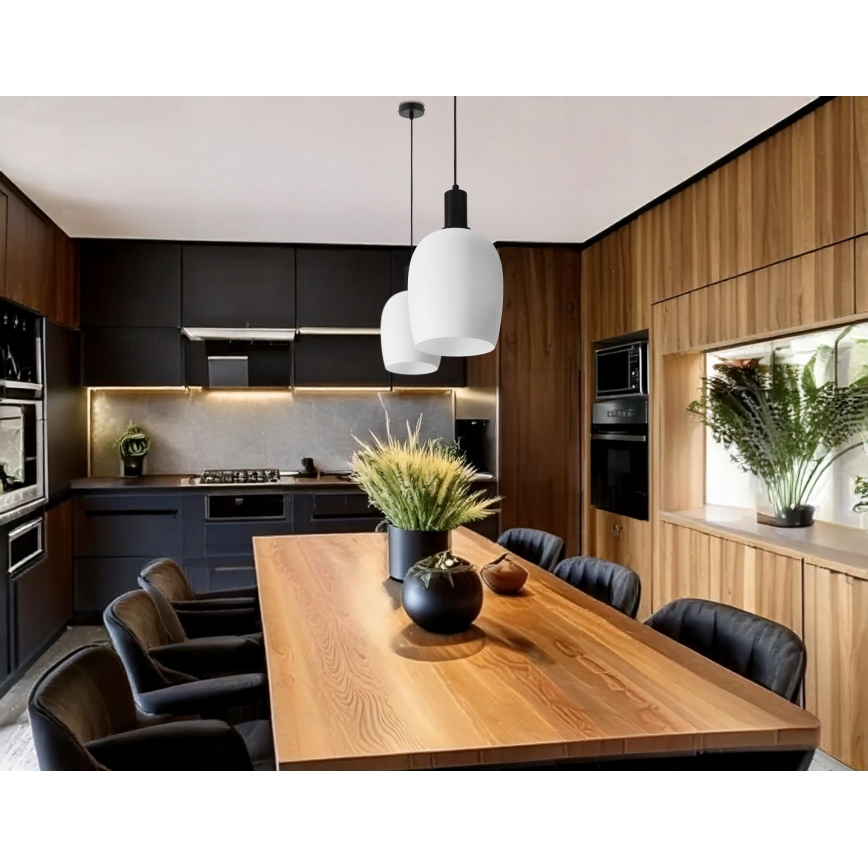 Hängeleuchte an Kabel WOLKEN 1xE27/40W/230V weiß/schwarz