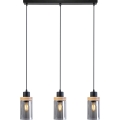 Hängeleuchte an Kabel WOODNEST 3xE27/15W/230V Kiefer/rauchschwarz