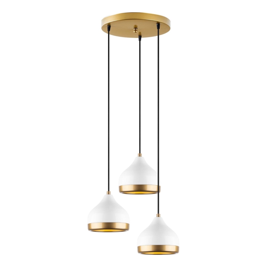 Hängeleuchte an Kabel YILDO 3xE27/40W/230V weiß/gold