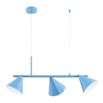 Hängeleuchte an Kabel ZELTA 3xE27/15W/230V blau