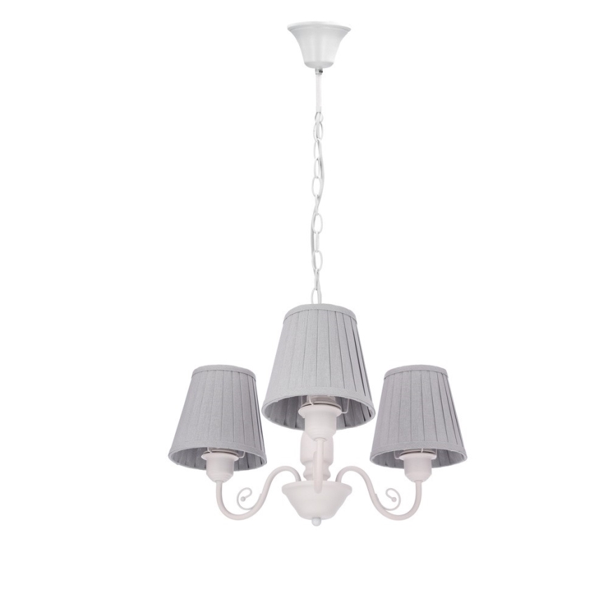 Hängeleuchte an Kette FIREZ 3xE27/40W/230V weiß/grau