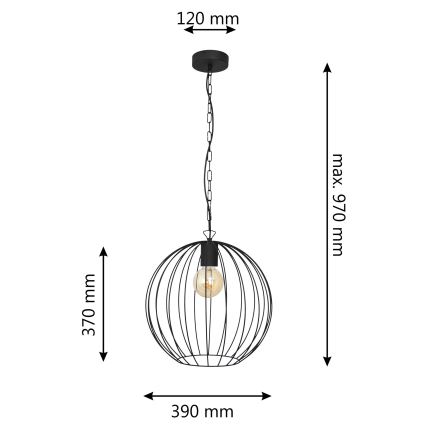 Hängeleuchte an Kette MERCURE 1xE27/15W/230V schwarz