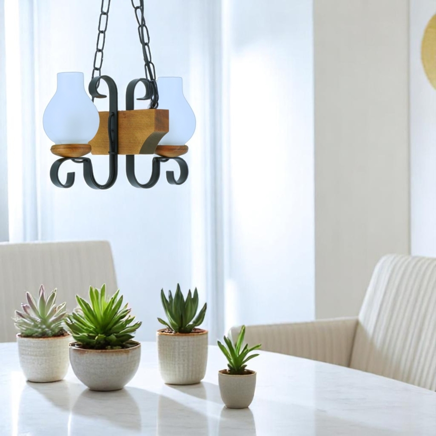 Hängeleuchte an Kette VELA 2xE14/40W/230V Buche - FSC-zertifiziert
