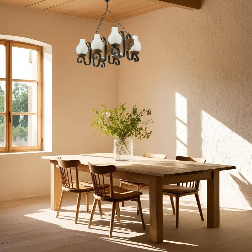 Hängeleuchte an Kette VELA 6xE14/40W/230V Buche - FSC-zertifiziert