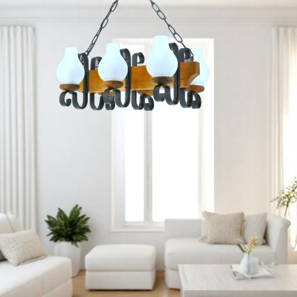 Hängeleuchte an Kette VELA 6xE14/40W/230V Buche - FSC-zertifiziert