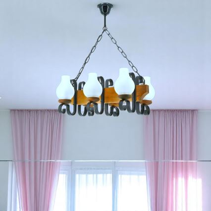 Hängeleuchte an Kette VELA 6xE14/40W/230V Buche - FSC-zertifiziert