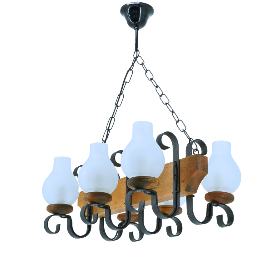 Hängeleuchte an Kette VELA 6xE14/40W/230V Buche - FSC-zertifiziert