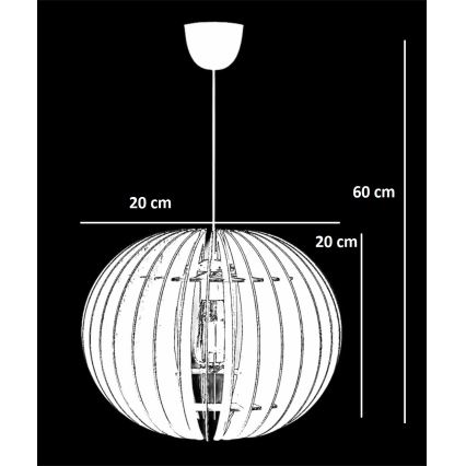 Hängeleuchte an Schnur 1xE27/60W/230V braun d 20 cm