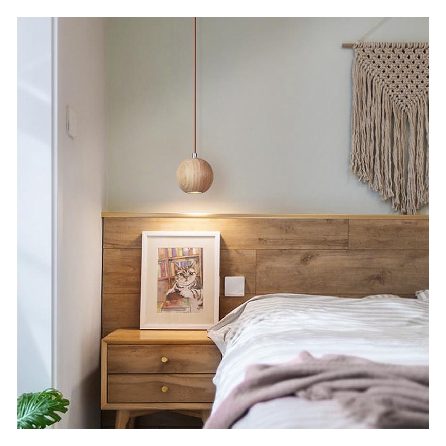 Hängeleuchte an Schnur 1xGU10/10W/230V Esche/Massivholz braun