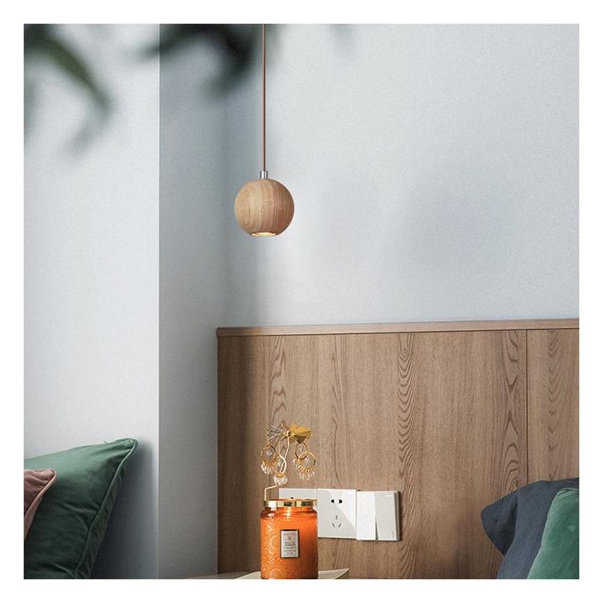 Hängeleuchte an Schnur 1xGU10/10W/230V Esche/Massivholz braun
