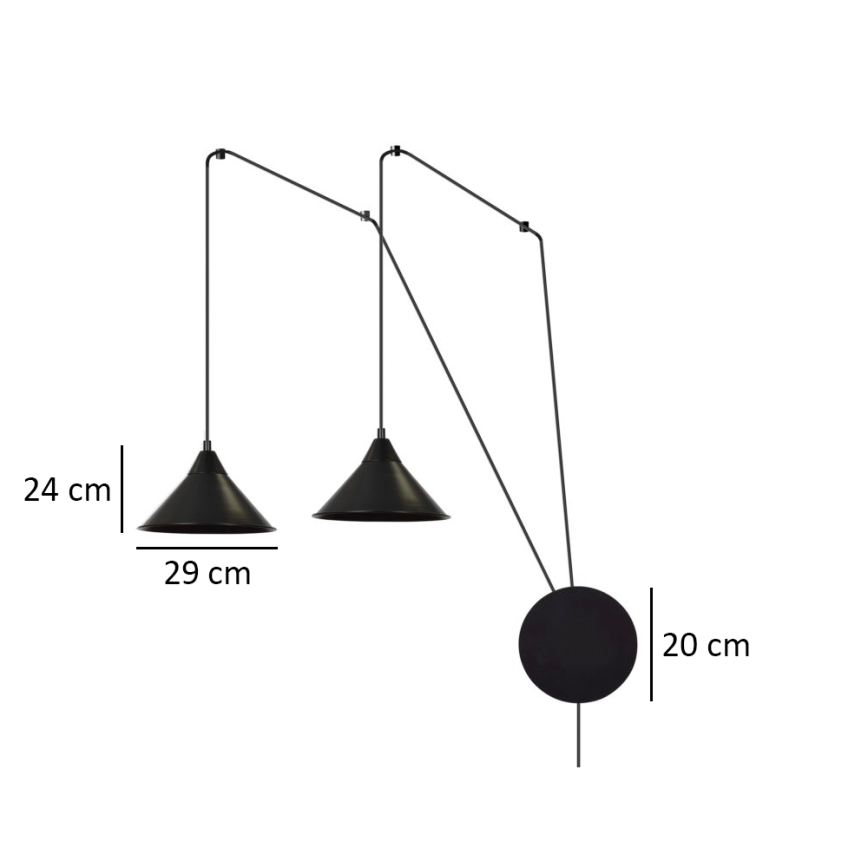 Hängeleuchte an Schnur ABRAMO 2xE27/15W/230V schwarz