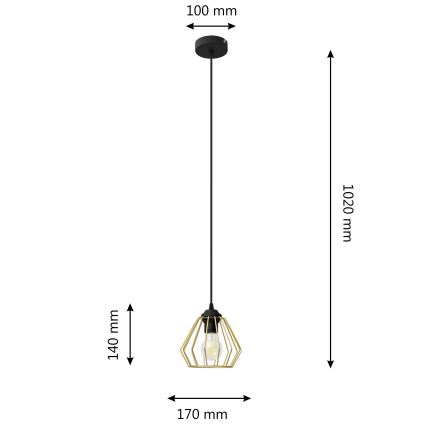 Hängeleuchte an Schnur AGAT 1xE27/15W/230V golden/schwarz