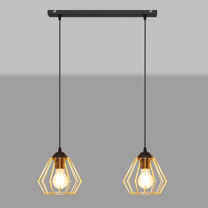 Hängeleuchte an Schnur AGAT 2xE27/15W/230V golden/schwarz