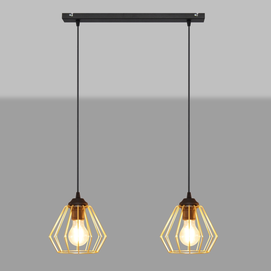 Hängeleuchte an Schnur AGAT 2xE27/15W/230V golden/schwarz