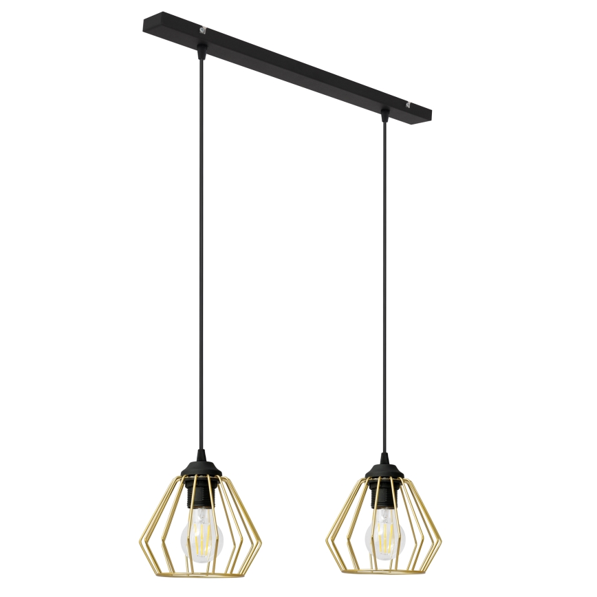 Hängeleuchte an Schnur AGAT 2xE27/15W/230V golden/schwarz