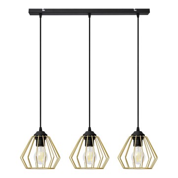 Hängeleuchte an Schnur AGAT 3xE27/15W/230V golden/schwarz