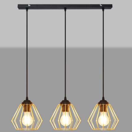 Hängeleuchte an Schnur AGAT 3xE27/15W/230V golden/schwarz