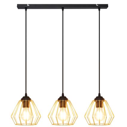 Hängeleuchte an Schnur AGAT 3xE27/15W/230V golden/schwarz