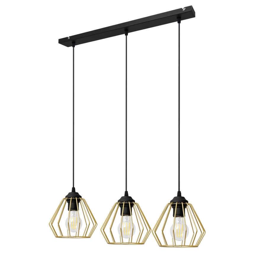 Hängeleuchte an Schnur AGAT 3xE27/15W/230V golden/schwarz