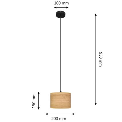 Hängeleuchte an Schnur ALBA 1xE27/15W/230V d 20 cm braun/schwarz