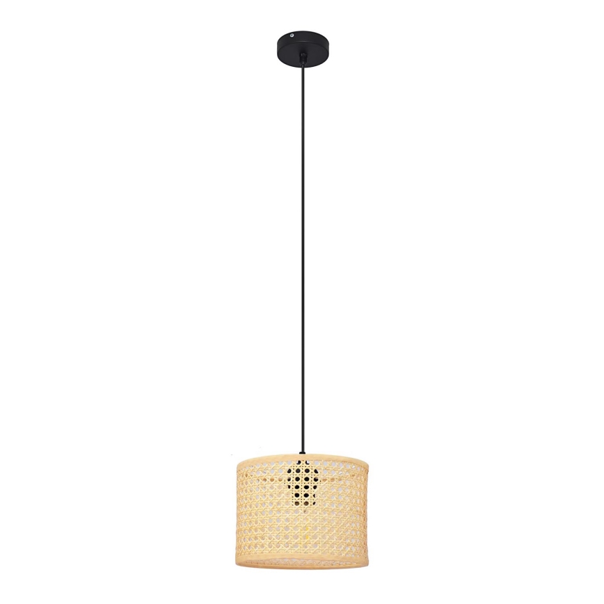 Hängeleuchte an Schnur ALBA 1xE27/15W/230V d 20 cm Rattan/schwarz